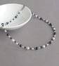Navy and White Pearl and Crystal Jewellery Set - Dark Blue Beaded Jewellery Sets - Image 2