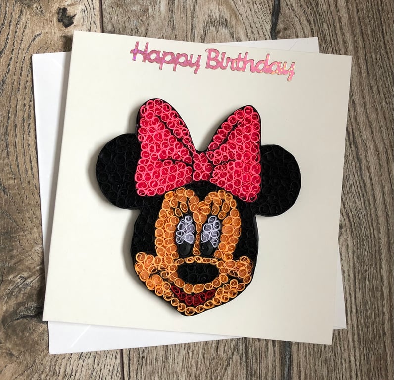 Handmade quilled girl mouse card
