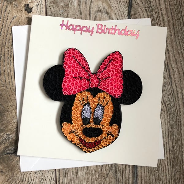 Handmade quilled girl mouse card