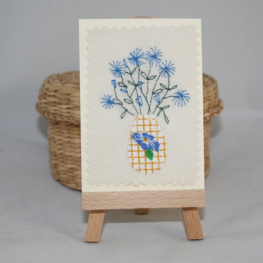 ACEO - Vase of flowers - blue 