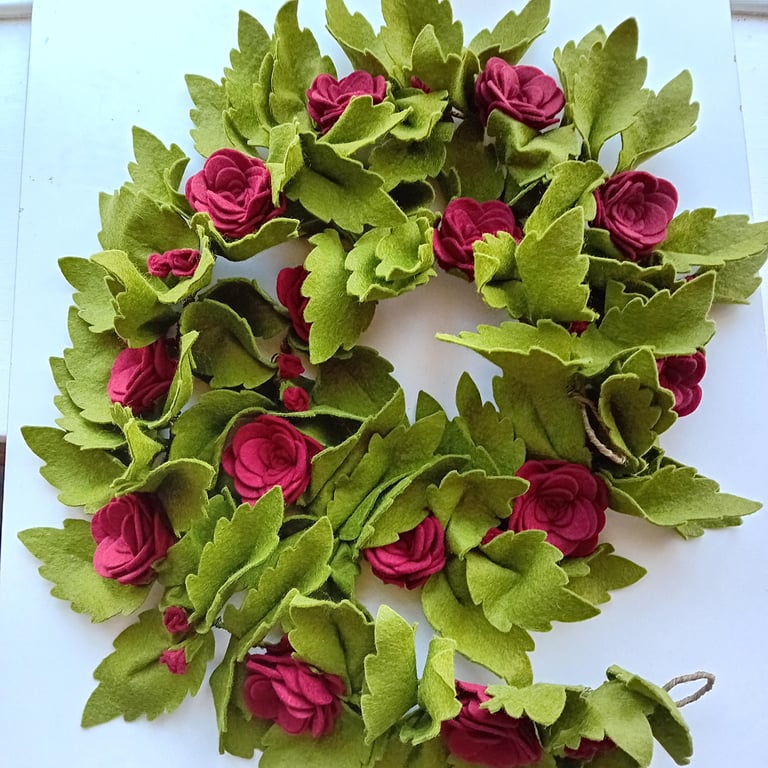 Felt Rose Garland: Handmade Floral Wedding Decoration and Home Decor