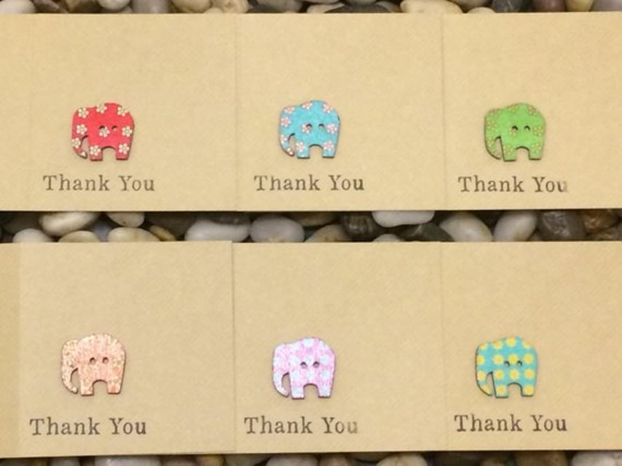 Handmade Elepha Thank You Cards Pack, Many other designs available - see photos!