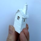 Tiny White House, Cute Whimsical Miniature Home Decor