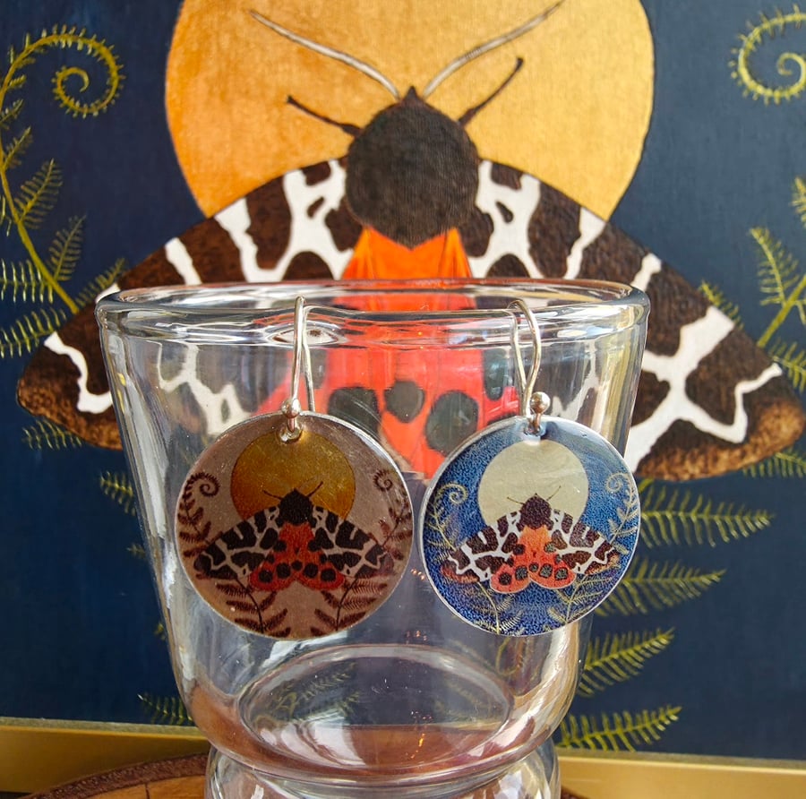 Garden Tiger Moth Double Sided Standard Earrings 