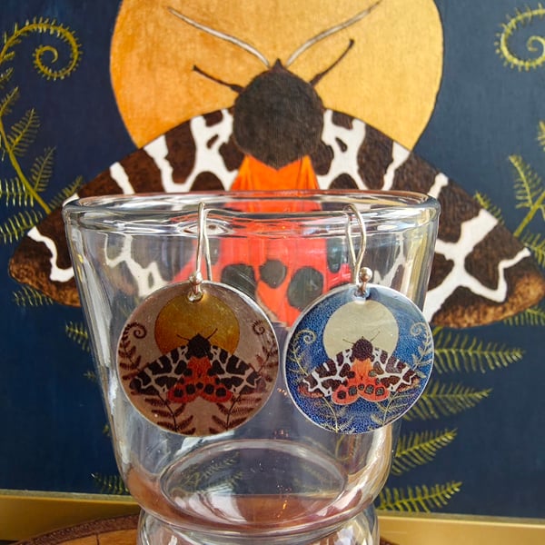 Garden Tiger Moth Double Sided Standard Earrings 