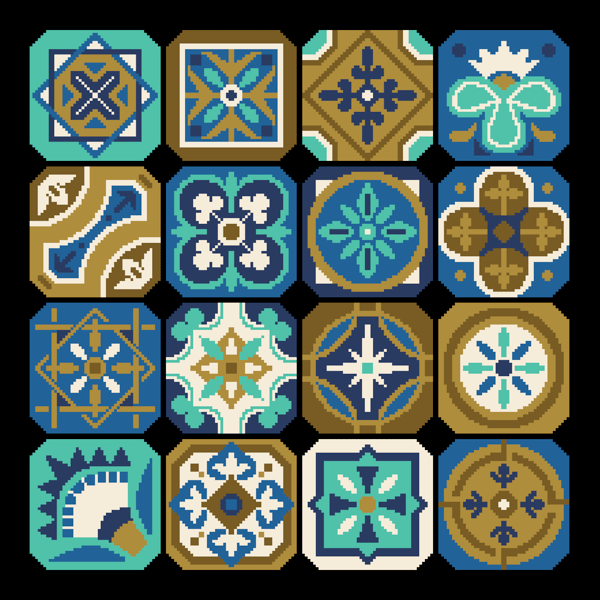 264 - Blue Moroccan Tiles Cross Stitch Pattern: Ottoman Folk Art (PDF Chart)