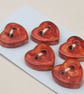 5 Small Heart Shaped Bright Copper Ceramic Buttons - Image 8