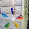 Handmade Rainbow Wire Wrapped Fused Glass Flowers