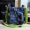 Recycled Denim Cross Body Crossover Bag with Bright Green Detailing