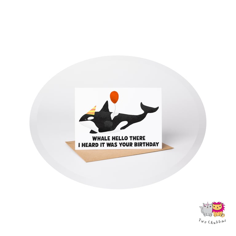 Whale Birthday Card, A6 Birthday Card, Cute Animal Birthday Card