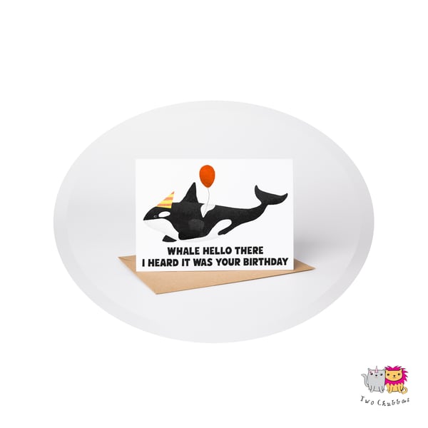 Whale Birthday Card, A6 Birthday Card, Cute Animal Birthday Card