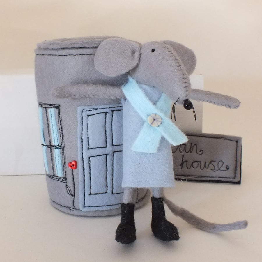 Felt Mouse with Tin Can House