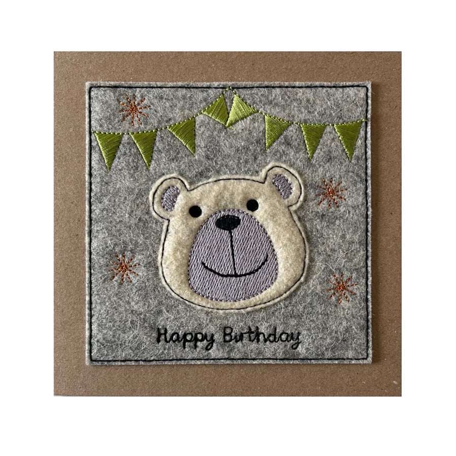 Polar Bear Birthday Card, Bear Card with Name, Kids Cute Bear Card