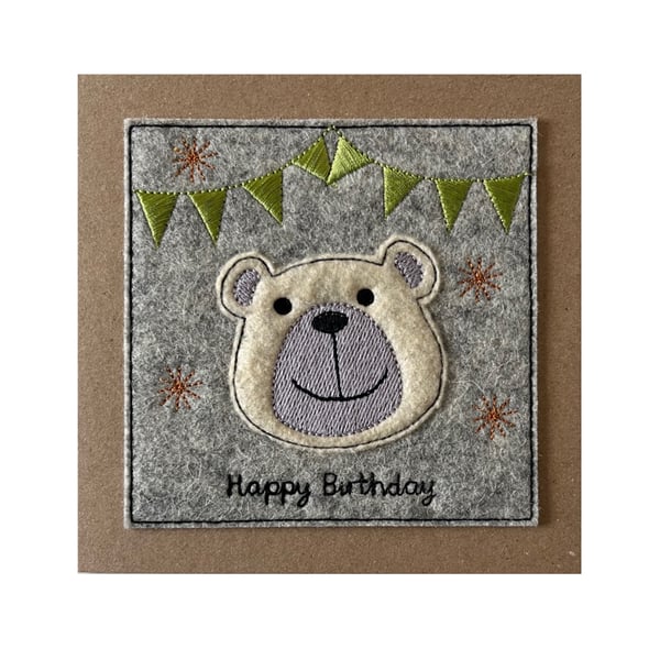 Polar Bear Birthday Card, Bear Card with Name, Kids Cute Bear Card