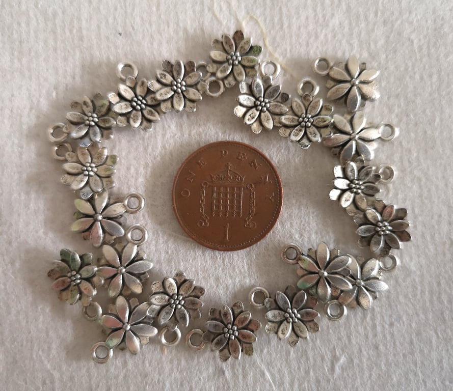 Silver plated flower charms
