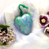 Purple green blue Hanging marbled ceramic heart decoration