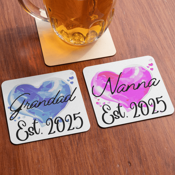 New Nanna Grandad Set Of Two Coasters 2025 Coaster Set Gift Cute Baby 