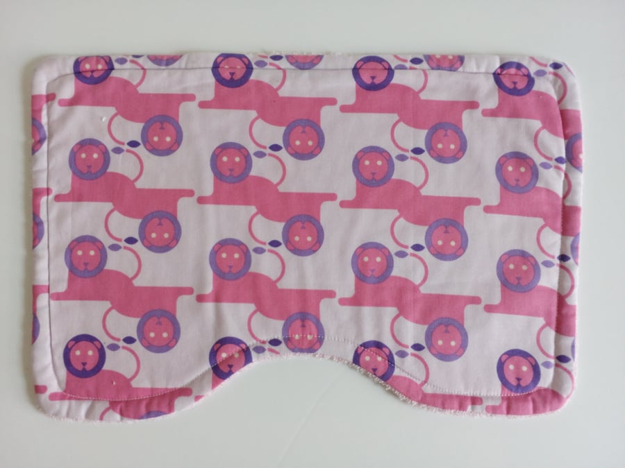 Baby burp cloth, pink lion design burp cloth, baby accessories, nursery