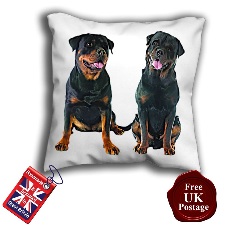 Rottweiler Cushion Cover, Rottie Cover, Black Rottweiler