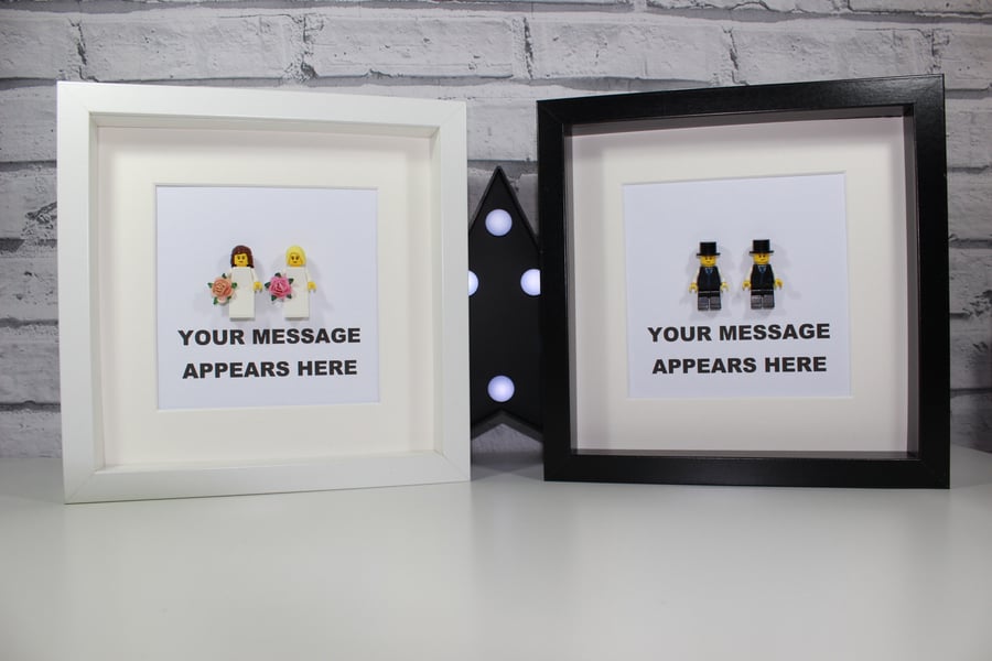 SAME SEX MARRIAGE - FRAMED CUSTOM LEGO MINIFIGURES - ULTIMATE WEDDING GIFT