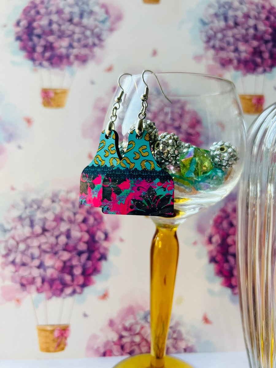 Unique Cow Tag Shaped Printed Earrings
