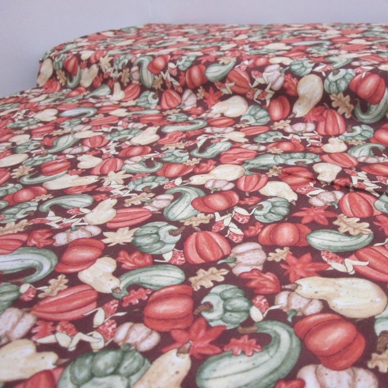 Dark Pumpkin Squash Autumn Fall Happy Harvest Pattern Cotton Fat Quarter