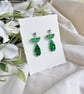 Emerald Green Confetti Acrylic Elegant Drop Earrings - Image 6