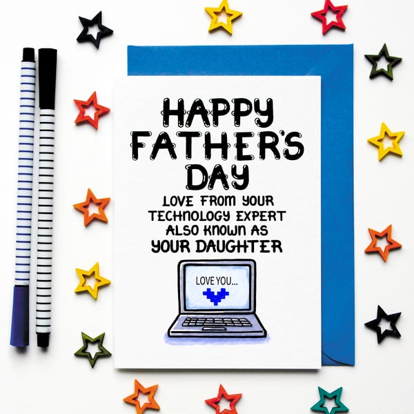 Funny Fathers Day Card From Daughter, Joke Technology Card From Teenager