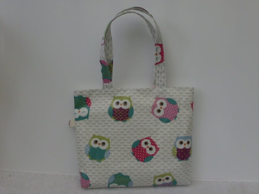   Little Girls Mini oil cloth  Owl Tote Bag 