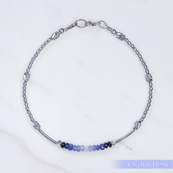 Sapphire Sterling Silver unique petite handmade bracelet