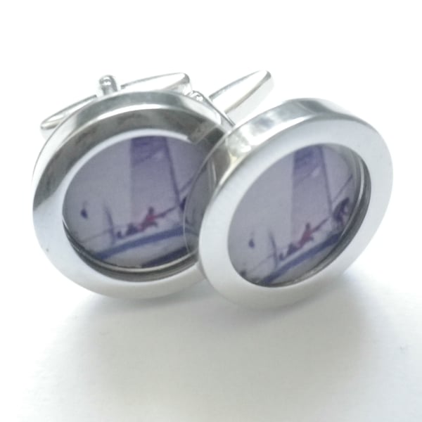 Sail Boat cufflinks, free shipping, gift wrapped, ..lovely image, Ref 1234