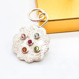 Tourmaline Sterling Silver Flower Pendant