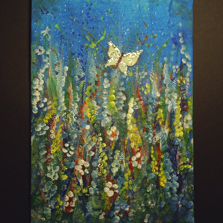 Acrylic Fantasy butterflies and flowers