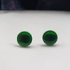 Small green button earrings