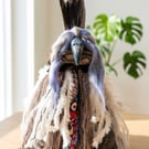 Handmade Raven Spirit Doll – Mystical Fiber Art Totem – Boho Tribal Guardian – W