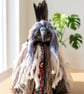 Handmade Raven Spirit Doll – Mystical Fiber Art Totem – Boho Tribal Guardian – W