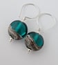 Handmade Teal Lampwork Earrings - Image 1