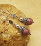 Rhodonite cone earrings. Bali silver. Reiki jewelry. Taurus jewelry - Image 3