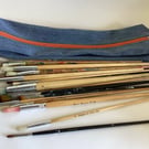  Extra Long Pencil Case, Recycled Denim, Pencils, Paintbrushes, knitting needles