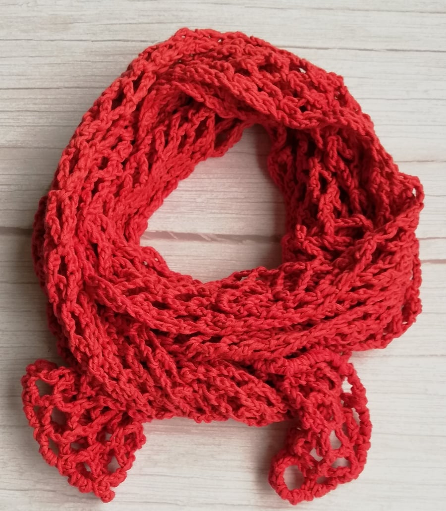 Rowan Pima Cotton Crochet Scarf in Burnt Orange
