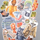 Christmas die cuts of winter clothes, ephemera card topper embellishments