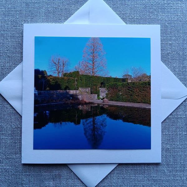 Reflections at Dyffryn Gardens Square Photographic Card 
