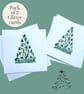 Pack of 2 blank Christmas cards, abstract trees, glittery festive village scene