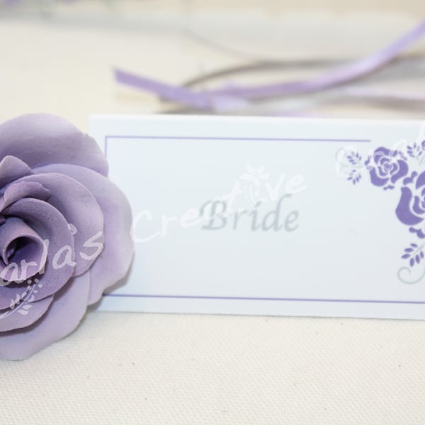 Purple Rose Personalised Place Cards