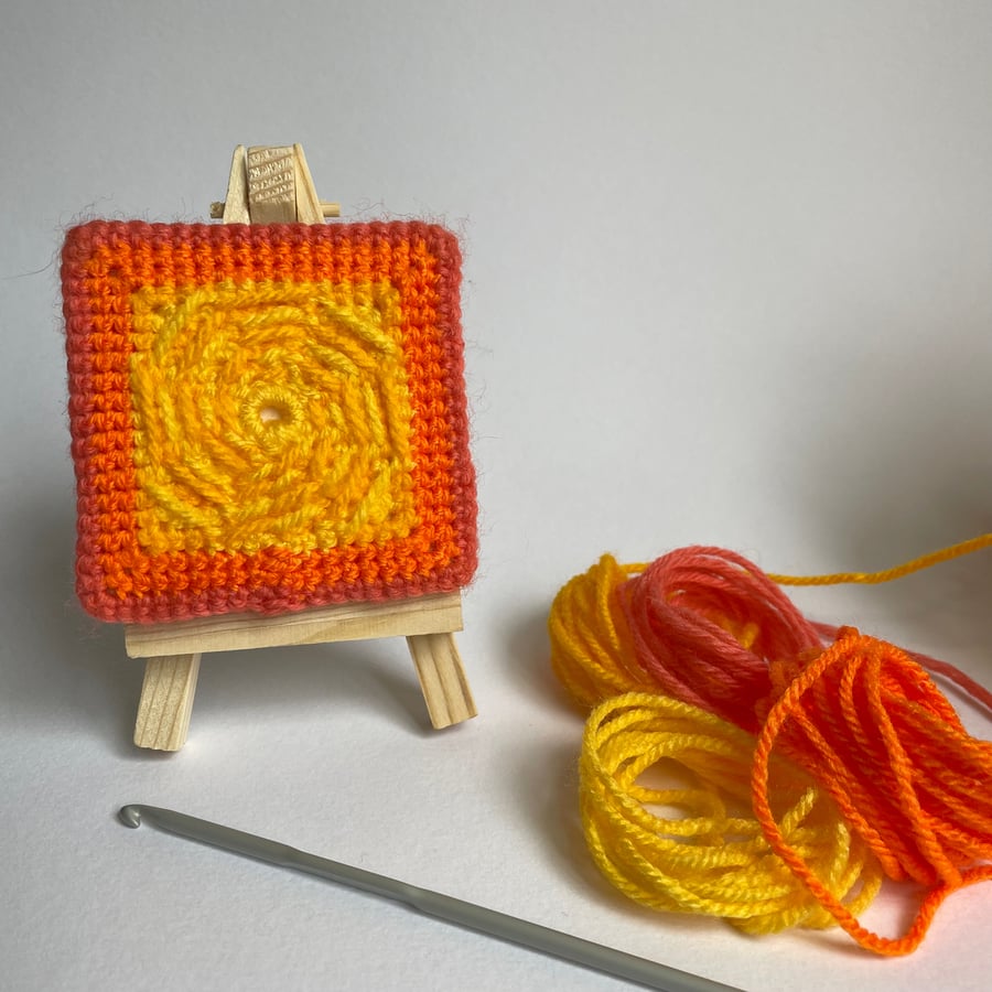Crochet Artwork, Miniature Crochet Sun