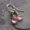 Simple Wrapped Earrings with Rose Quartz