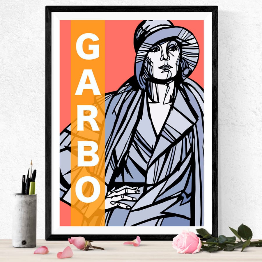 Greta Garbo Art Print Hollywood Legends Pop Art Print Typography print, 3 sizes
