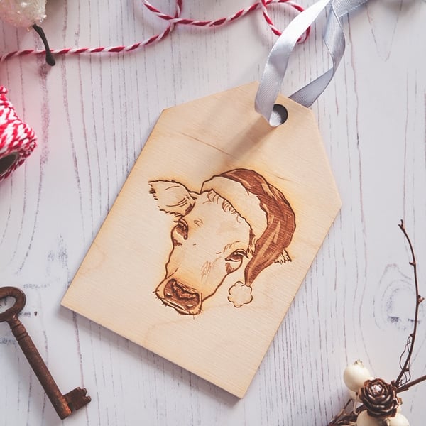 Jersey cow wooden tag 