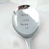 Grin and Bare It, Handstamped Vintage Spoon for Naturists
