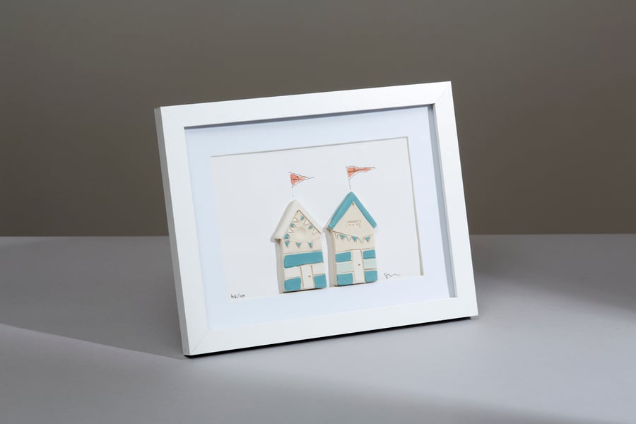 Framed ceramic beach huts